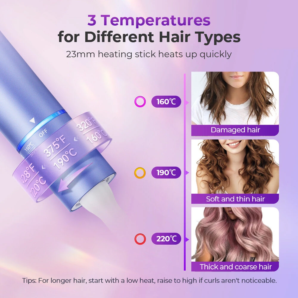 (image for) MOERAE Automatic Curling Iron, Curling Iron 23 mm Curling Iron with Negative Ions 3 Temperature Anti-Scald Design Intelligent Automatic Curling Iron